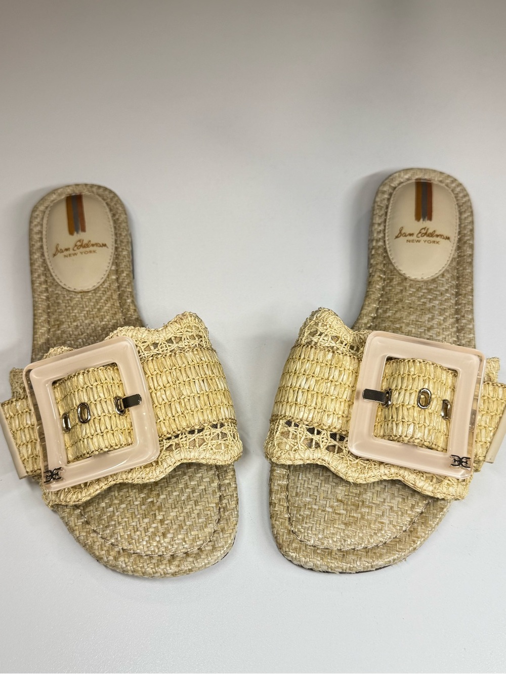 Sam Edelman Bambi Raffia Buckle Slide Sandal | Natural | Size 8 - Picture 7 of 8